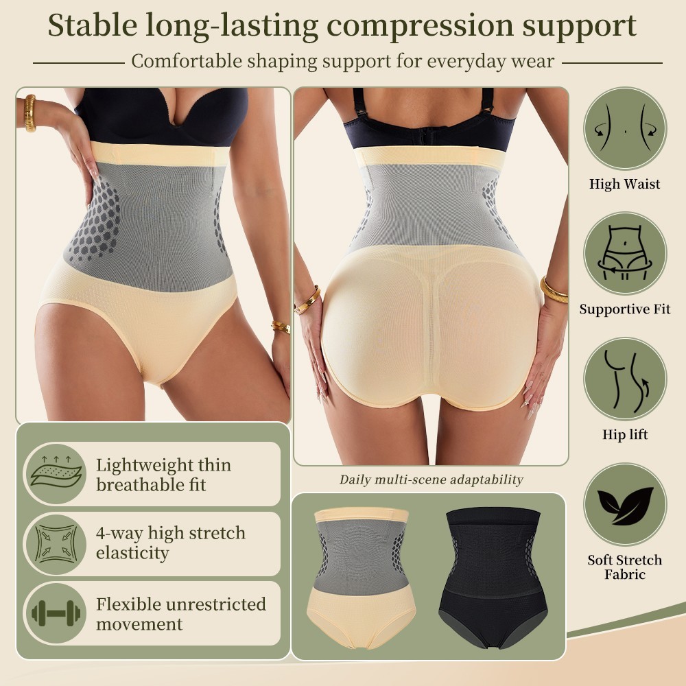 High Waist Tummy Control Briefs Honeycomb Compression Waist Trainer Shaper