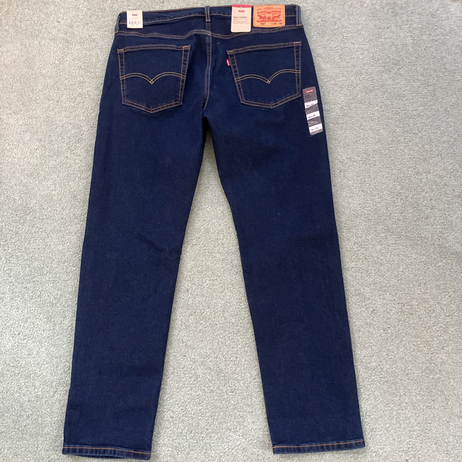 NWT Men’s Levi’s 502 Taper Stretch Dark Blue Jeans Size 36”x32”