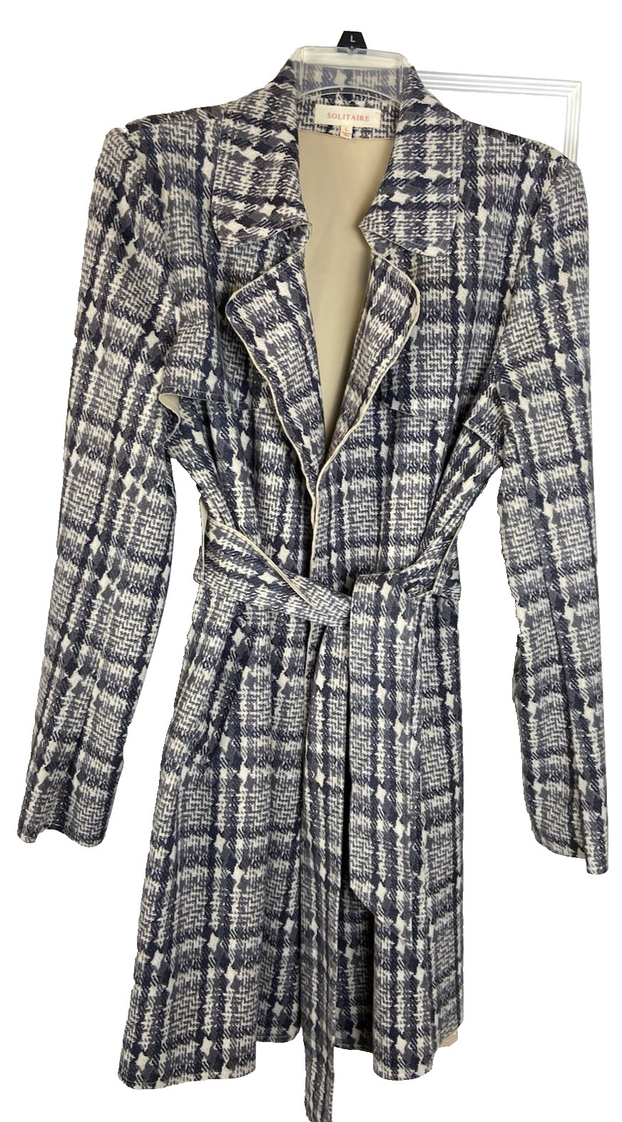 Anthropologie Solitaire Vegan Suede Plaid Belted Trench Coat~Hand Wash~Women’s L