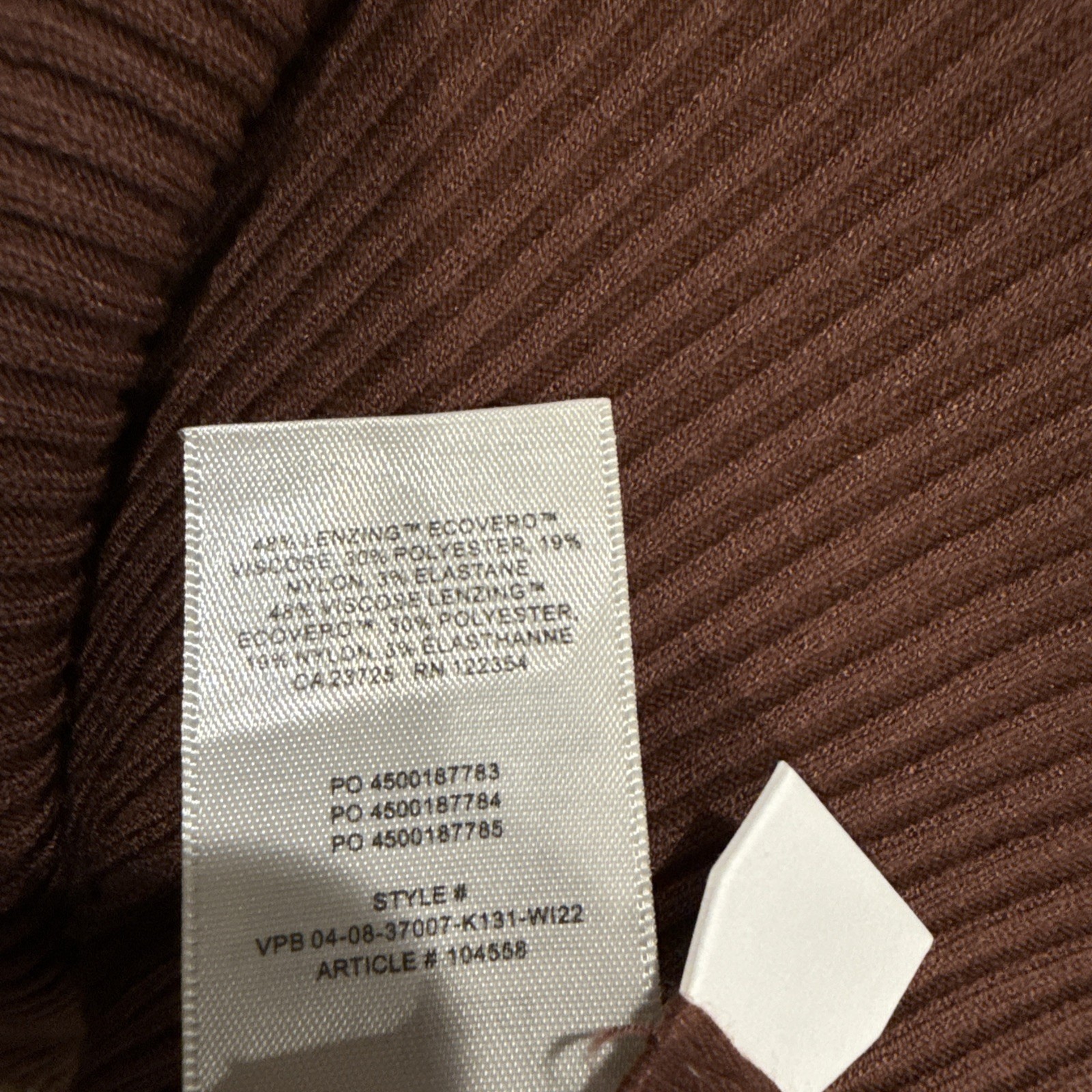 Aritzia Wilfred Cut Out Long Sleeve Knit Dress Brown Ribbed Small NWOT