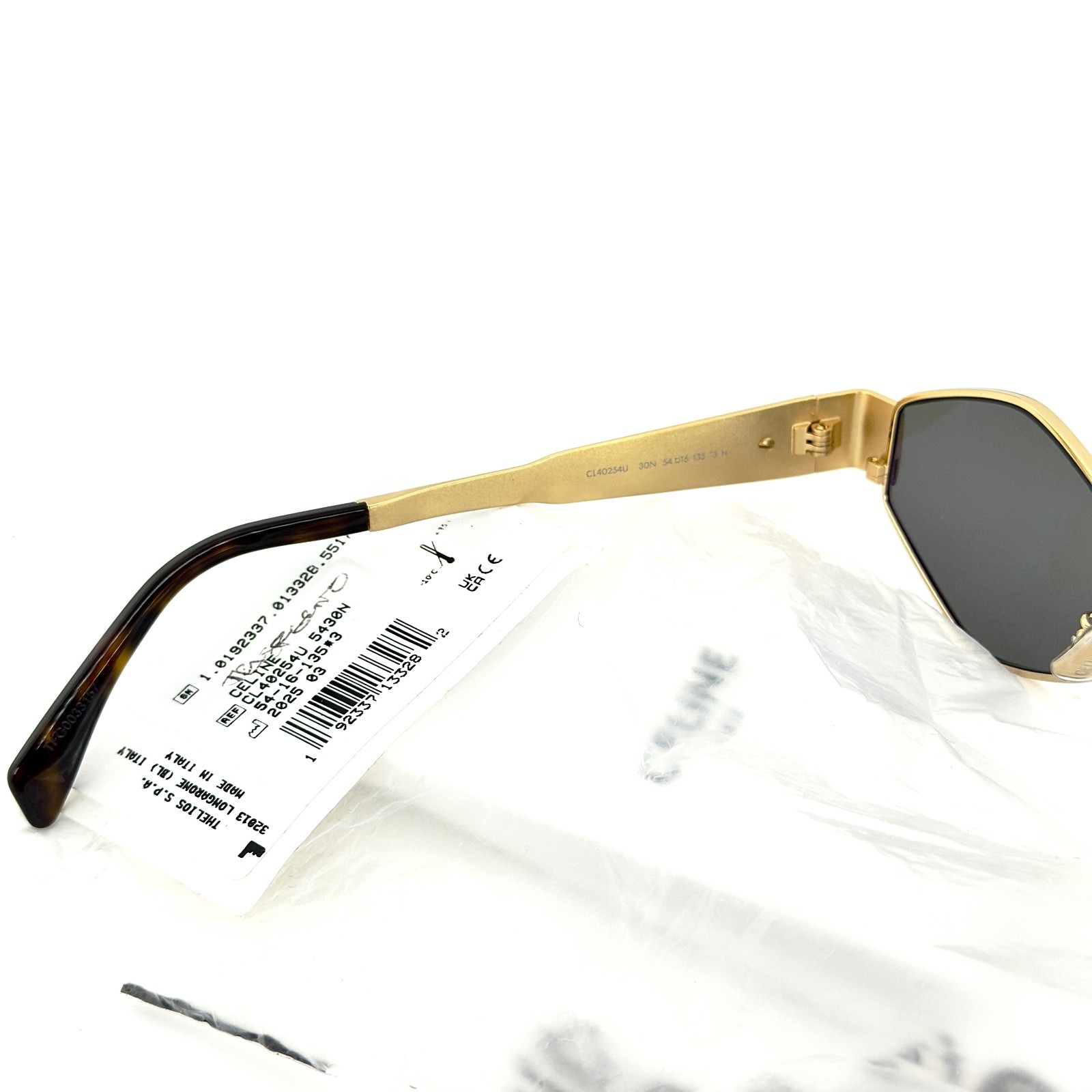 CELINE CL40254U 40254 METAL TRIOMPHE Gold Green Oval Unisex Sunglasses 30N