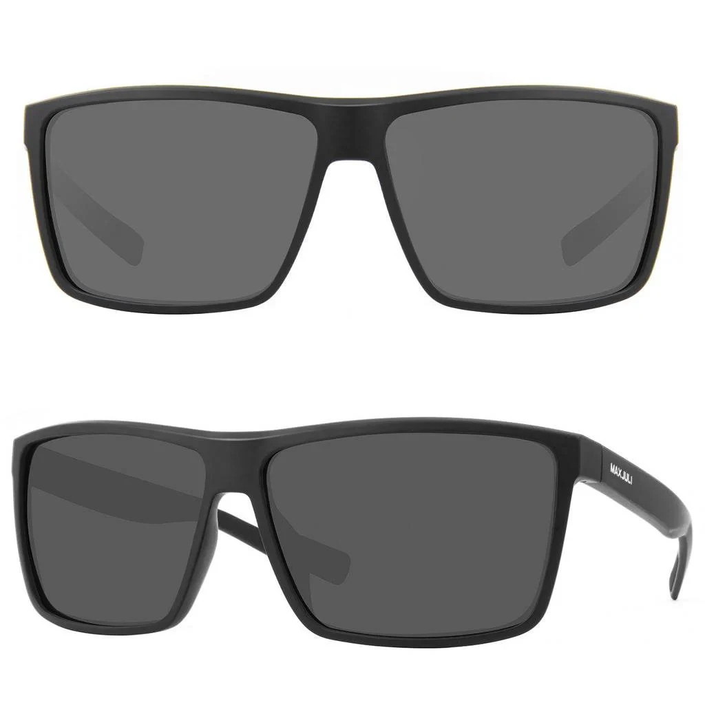 Men’s XXL Wide Fit Polarized TR90 Square Sunglasses Matte Black Dark Smoke Lens