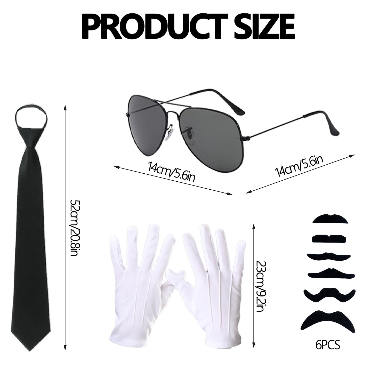 10Pcs Chauffeur Costume Accessories Set Black Limo Driver Hat, Taxi Driver Gl
