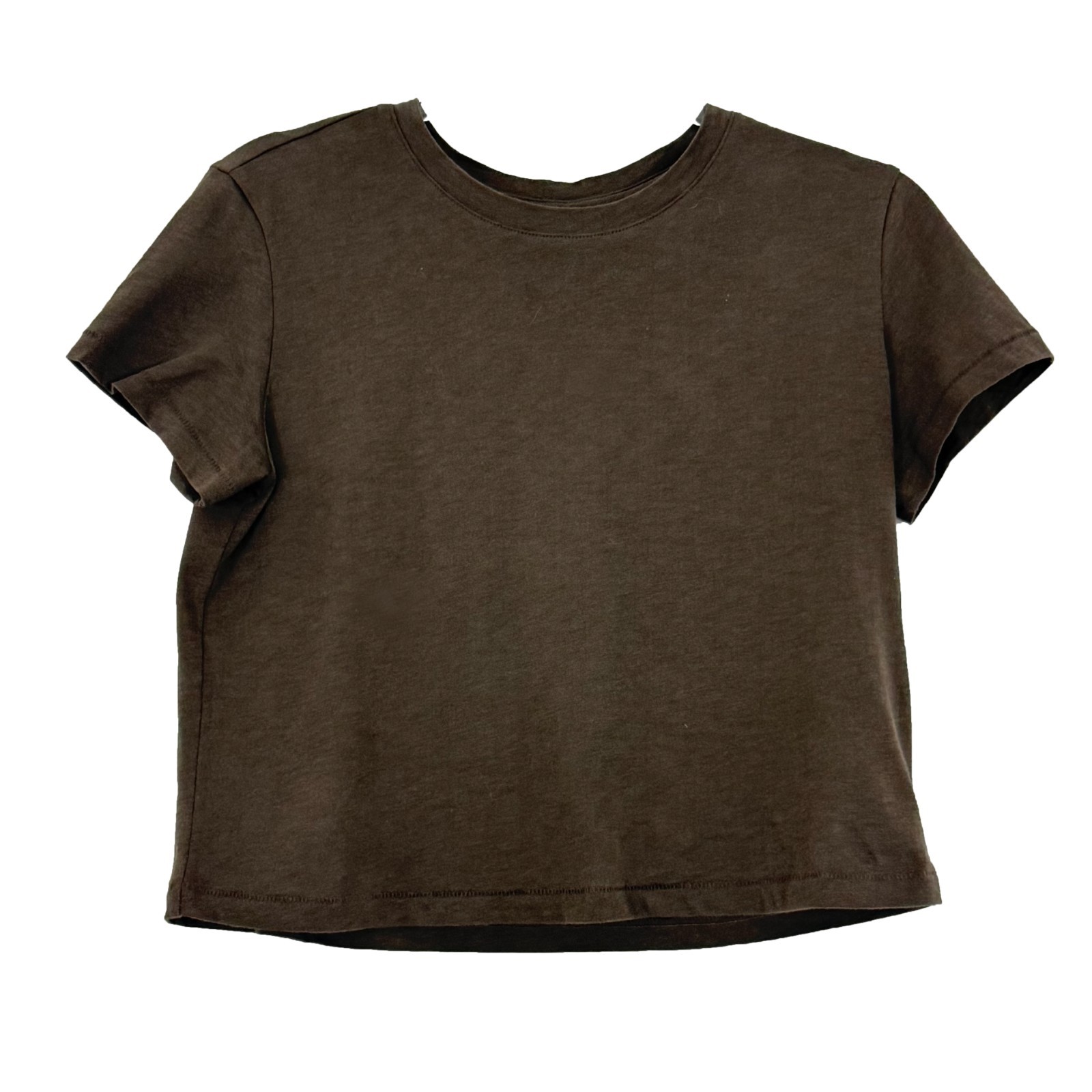 MADEWELL The Easy Crop Crew Tee Soft Slub XS Roasted Chicory Pima Cotton NWT B98