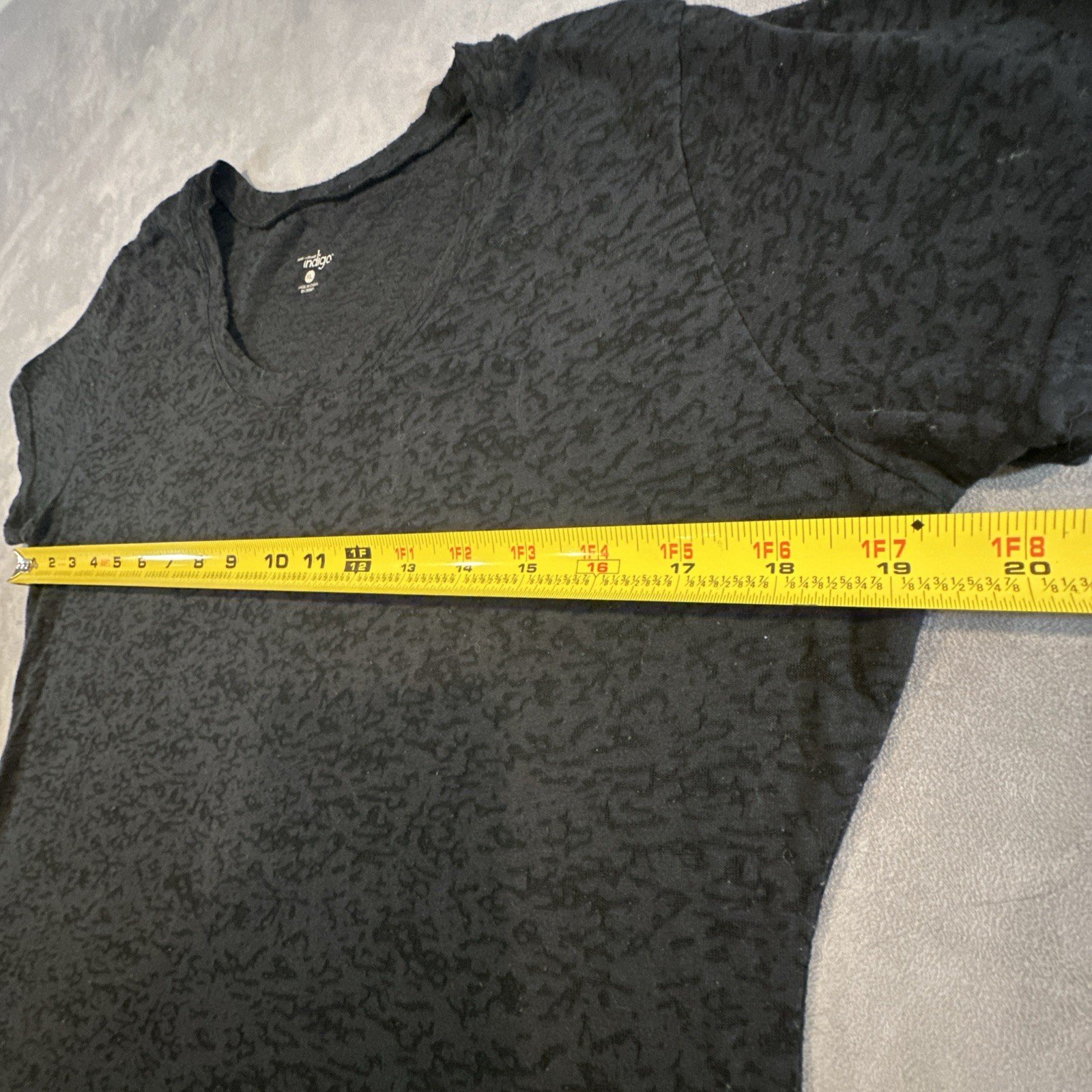 Y2K Grunge Indie Semi Sheer Burnout Tee Black Short Sleeve Fitted Top Womens XL