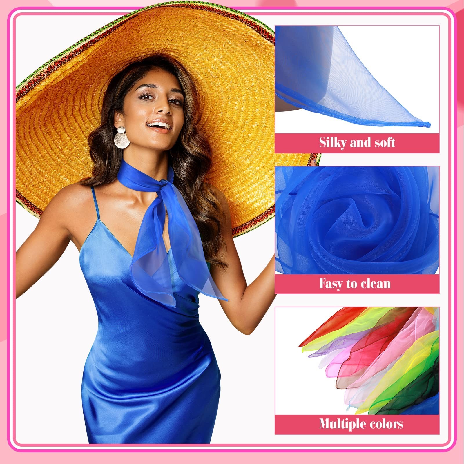 22 Pcs 50s Retro Sheer Head Scarves for Women – Lightweight Chiffon Dance & Jugg