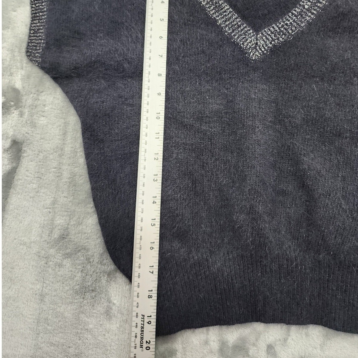 Vintage Renee Tener Jeanne Pierre Sweater Womens L Black Silver Wool Angora Knit