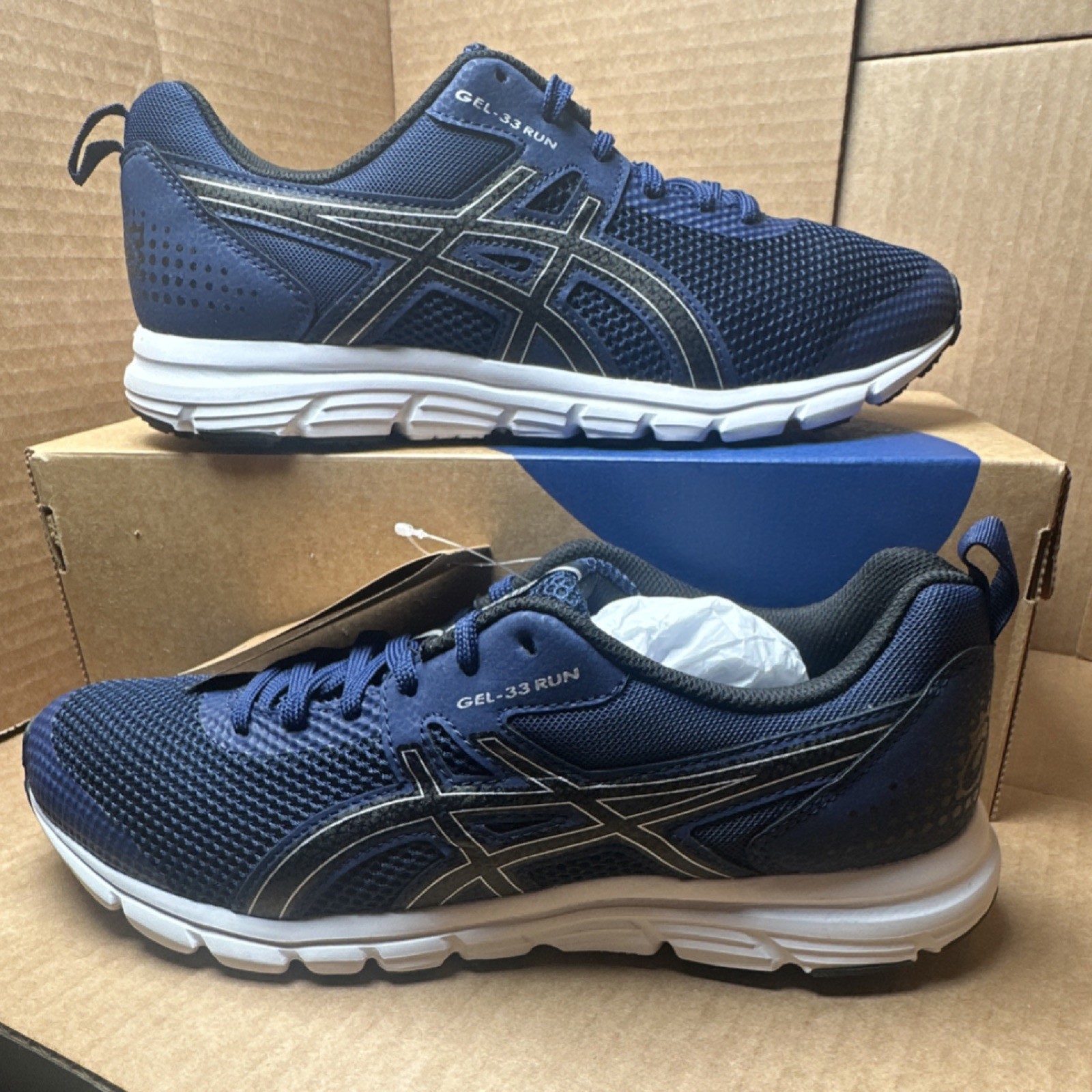 ASICS GEL-33 RUN Men’s Lace-Up Running Shoes Blue/Black 1011B438-402