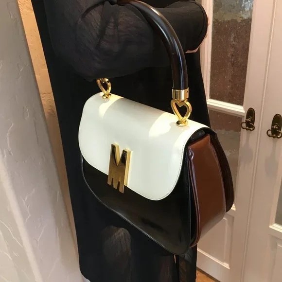 MOSCHINO Redwall Tricolor Polished Leather Bag Made in Italy