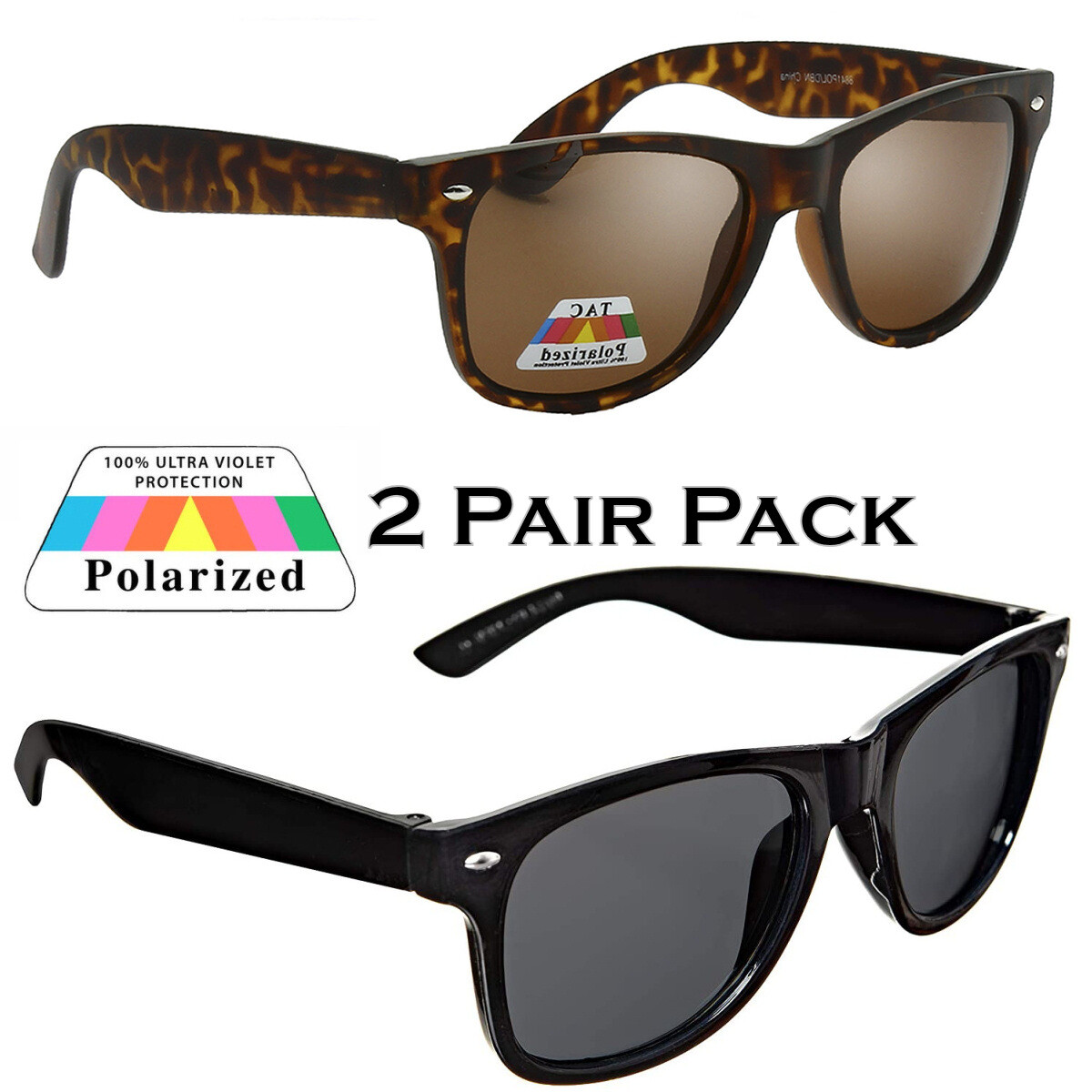 2, 3, 4 or 6 Bulk Pair Retro Square Frame Polarized Sunglasses Men Women UV400