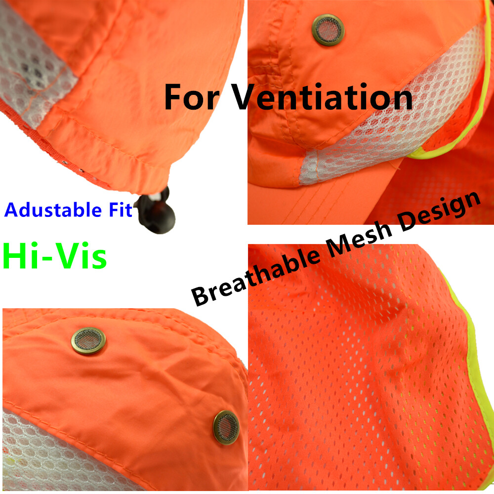 High Visibility Neck Flap Safety Reflective Baseball Neon Green Hat Bump Cap LOT