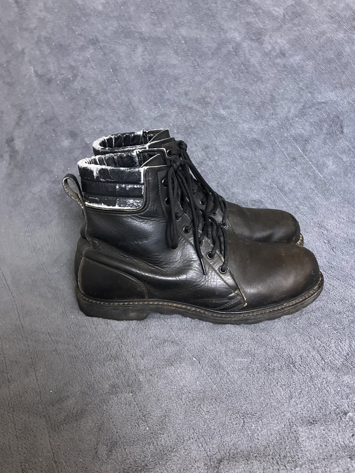 VTG Iron Age Steel Toe Boots Men’s 12 M Lace Up Black Goodyear MADE IN USA