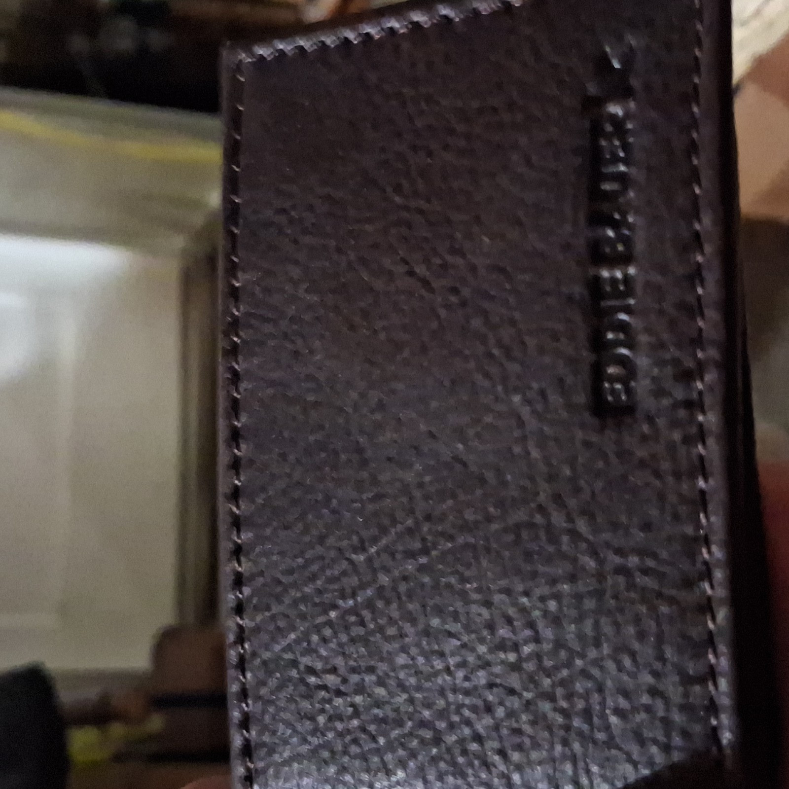 Eddie Bauer Men’s Brown Leather Badge Holder or magnetic money clip Wallet. New!