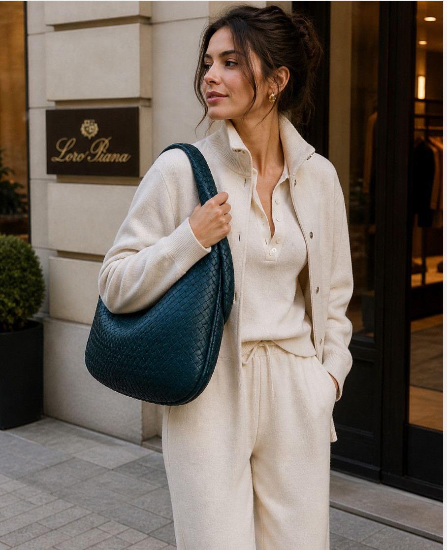 Bottega Veneta Intrecciato Small Veneta Hobo Dark Green Leather w/ Mirror Italy