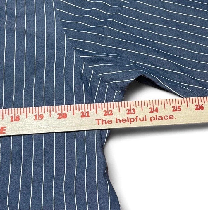 Brooks Brothers Regent Navy Blue / White Striped Dress Shirt 16 1/2 35