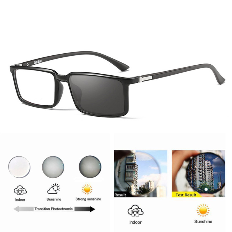 Men TR90 Square Photochromic Reading Glasses UV400 Premium Sunglasses Readers