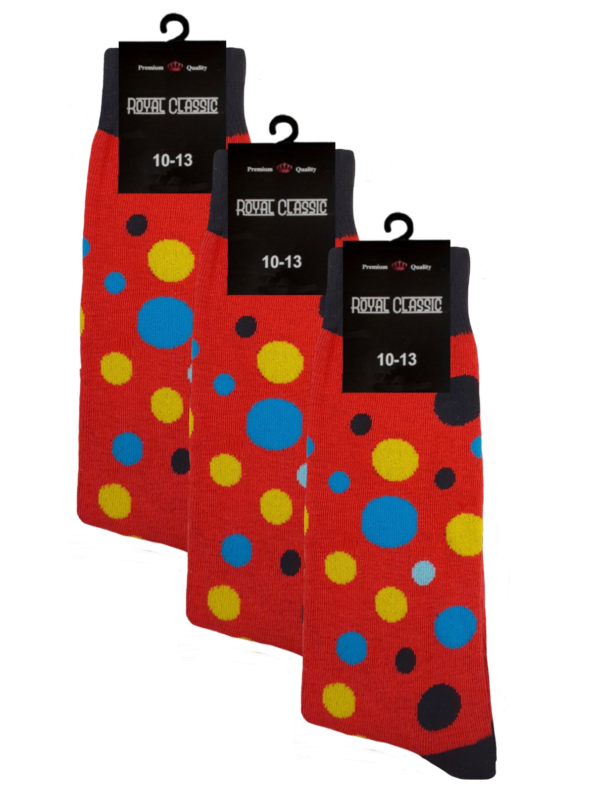 DRESS SOCKS RED BLACK POLKA DOTS COTTON SOCKS 10-13 TRUE TO SIZE