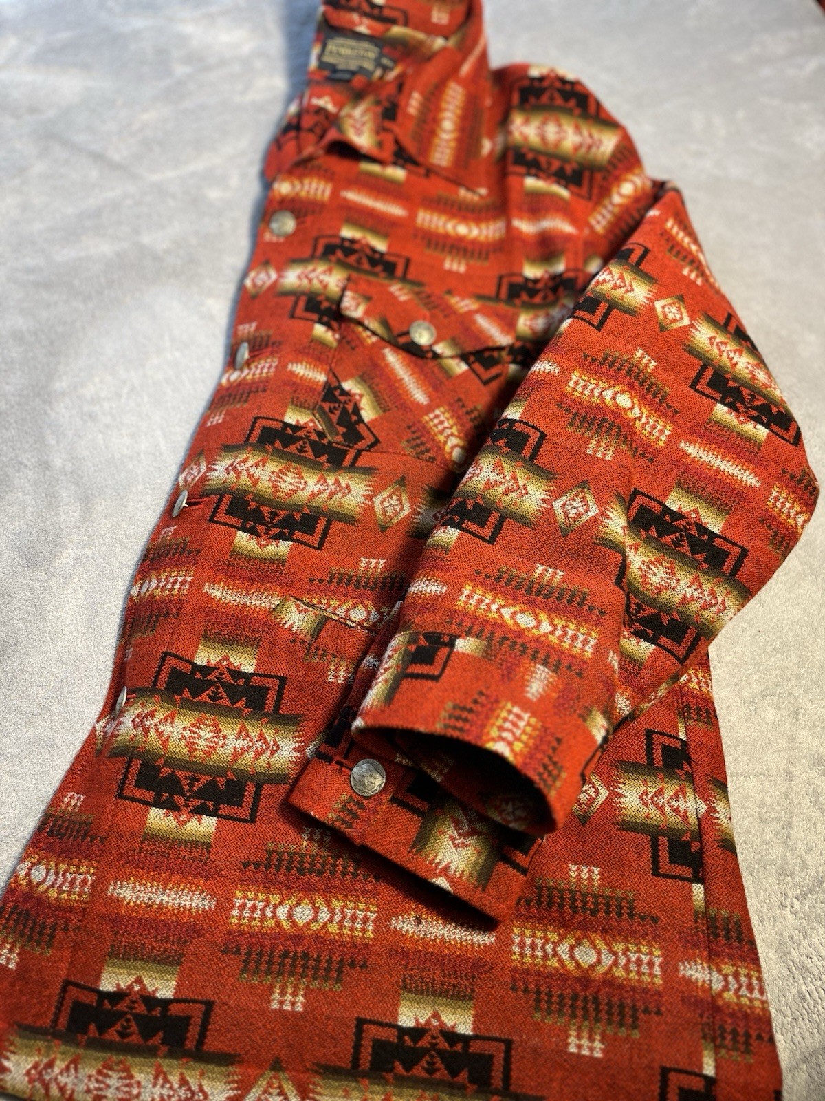 Pendleton Chief Joseph XXXL Wool Blend Button-Up Red Geometric Pockets
