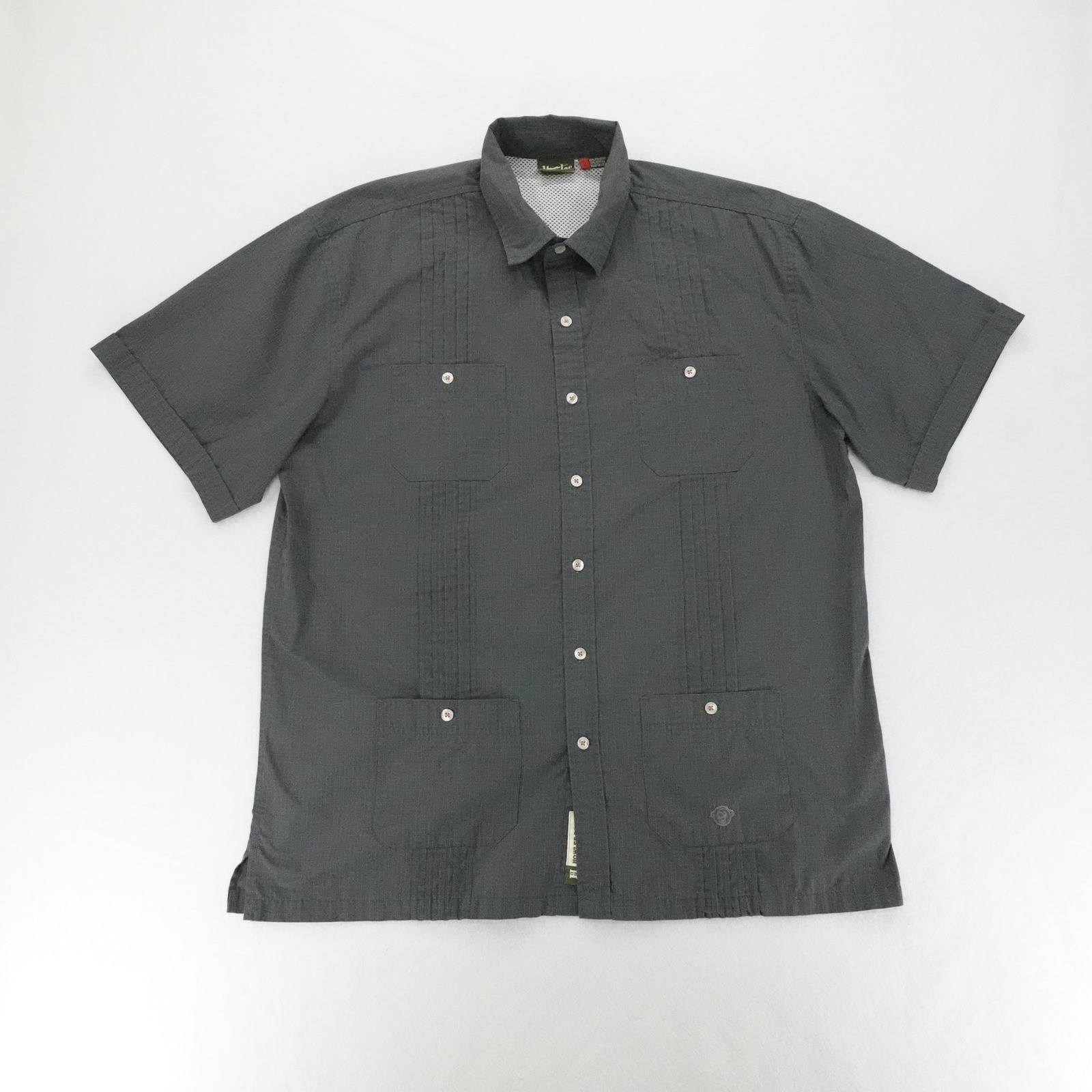 Howler Bros Shirt Mens Large Charcoal Grey Guayabera Short Sleeve Button Up