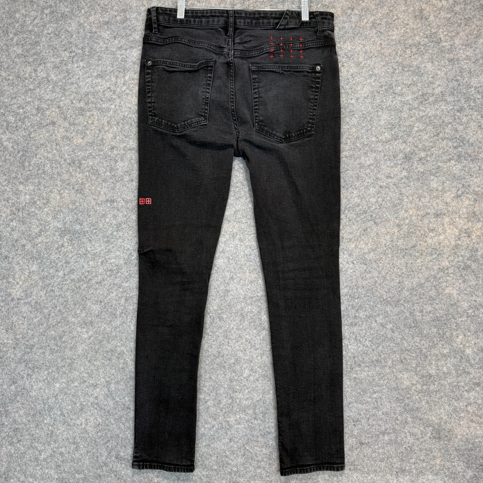 Ksubi Van Winkle Skinny Jeans Mens 34 34×30 Cross Embroidery Button Fly Rocker