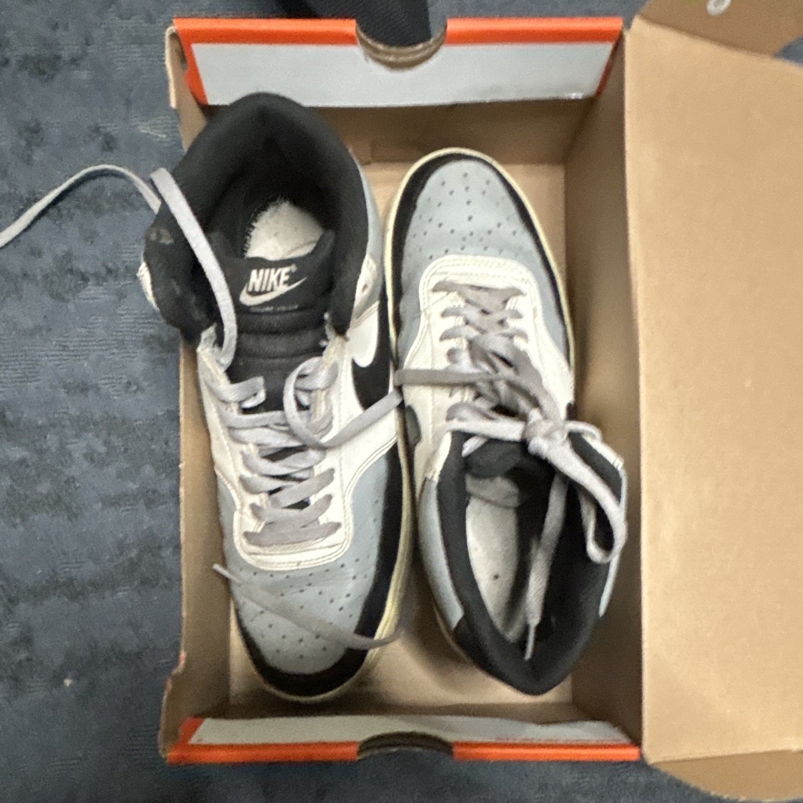 Nike Court Vision Mid Men’s Low Top Lace-Up Athletic Sneakers Gray Black White