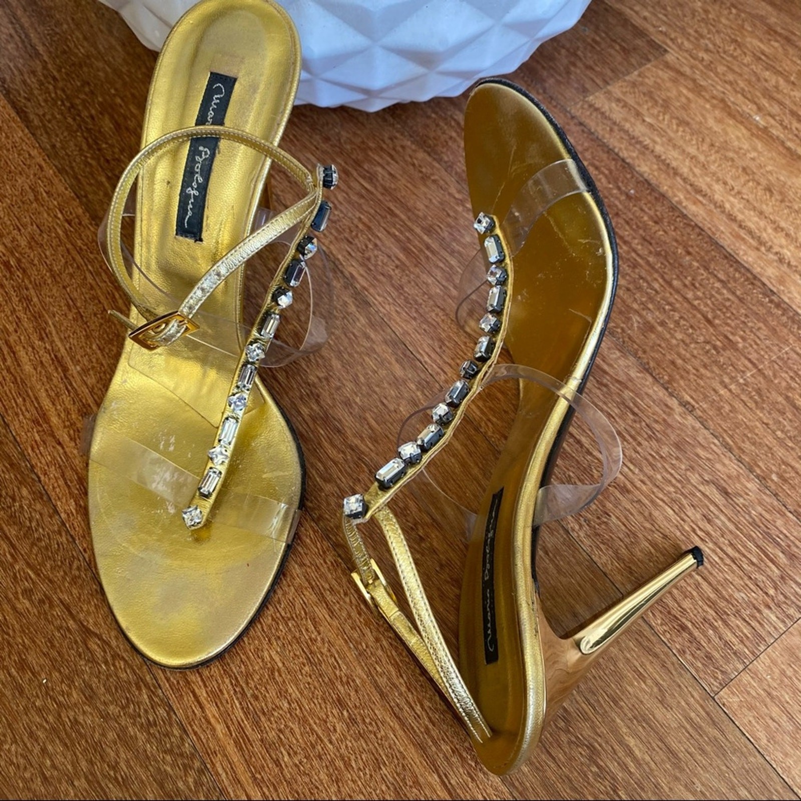MARIO BOLOGUA Crystal Beads Clear Straps Fits size 8 (EU38)