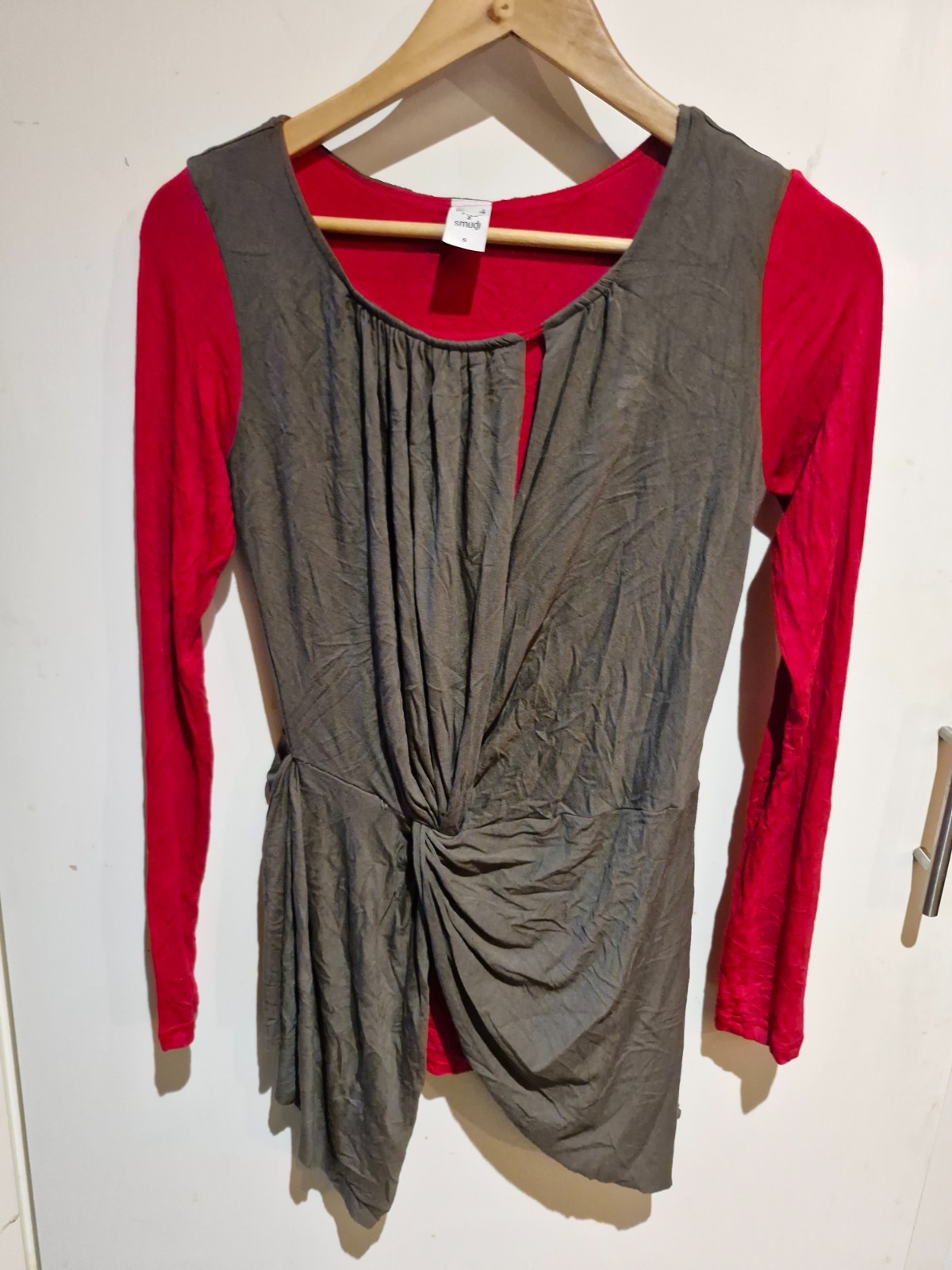 Pro-owned Red Brown Twist Front Stretch Top 95% Viscose 5% Spandex Size S