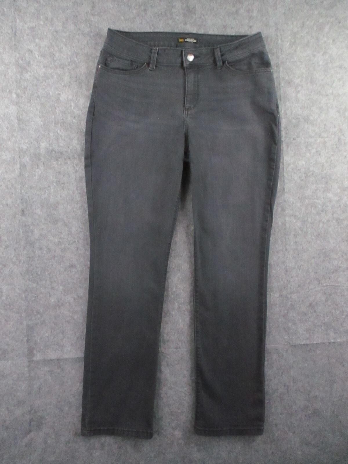 Lee Straight Jeans Womens 12 Gray Charcoal Wash Mid Rise Stretch Shaping 32×30
