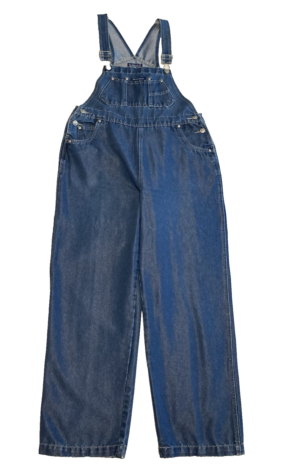 VTG Y2K No Excuses Denim Bib Overalls Sparkle Baggy Cargo Blue Women’s M