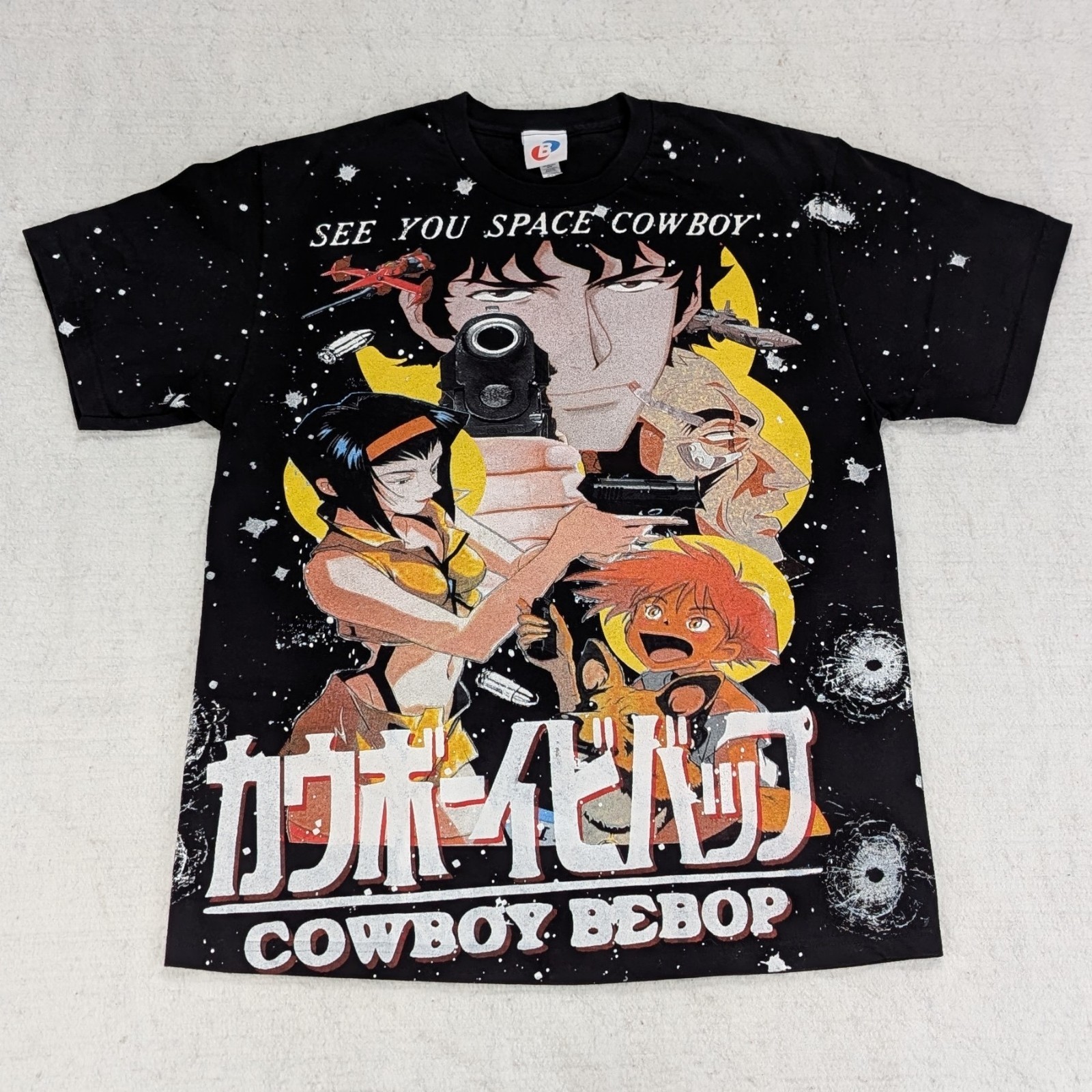 Cowboy Bebop AOP All-Over Print T-Shirt Men’s Large Black Backstock Co Anime