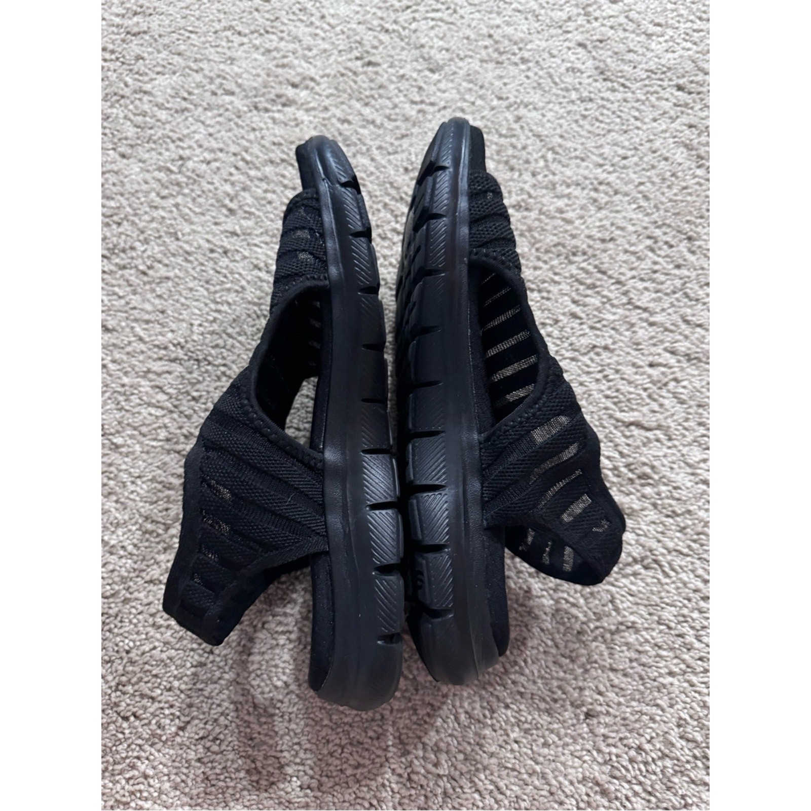 Skechers Memory Foam Footbed Flex Style Black Mesh Slip On Sandals Womens Size 8
