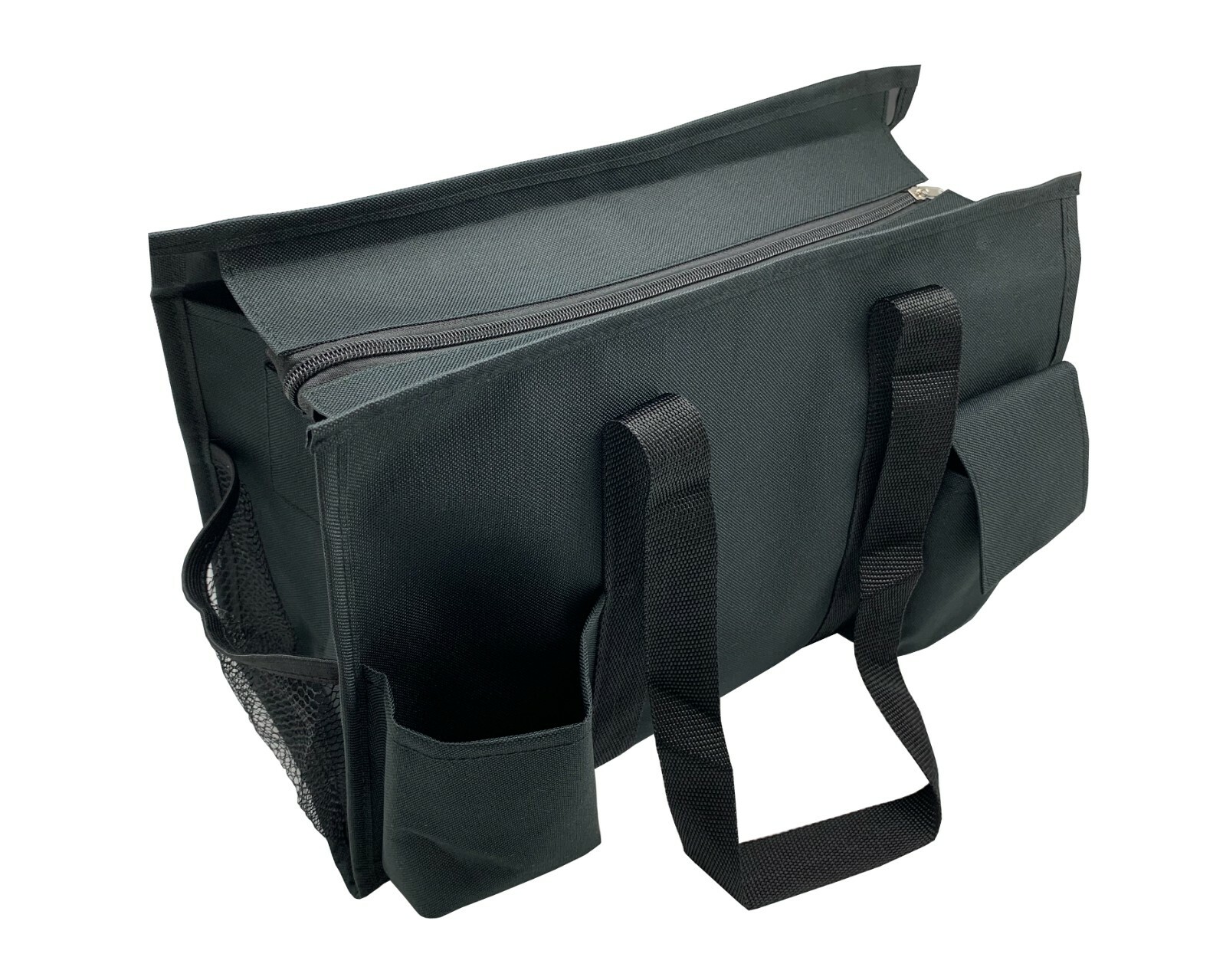 Black Zip Top Organizing Utility Tote Beach Diaper Bag 7 Pocket Tote Organizer