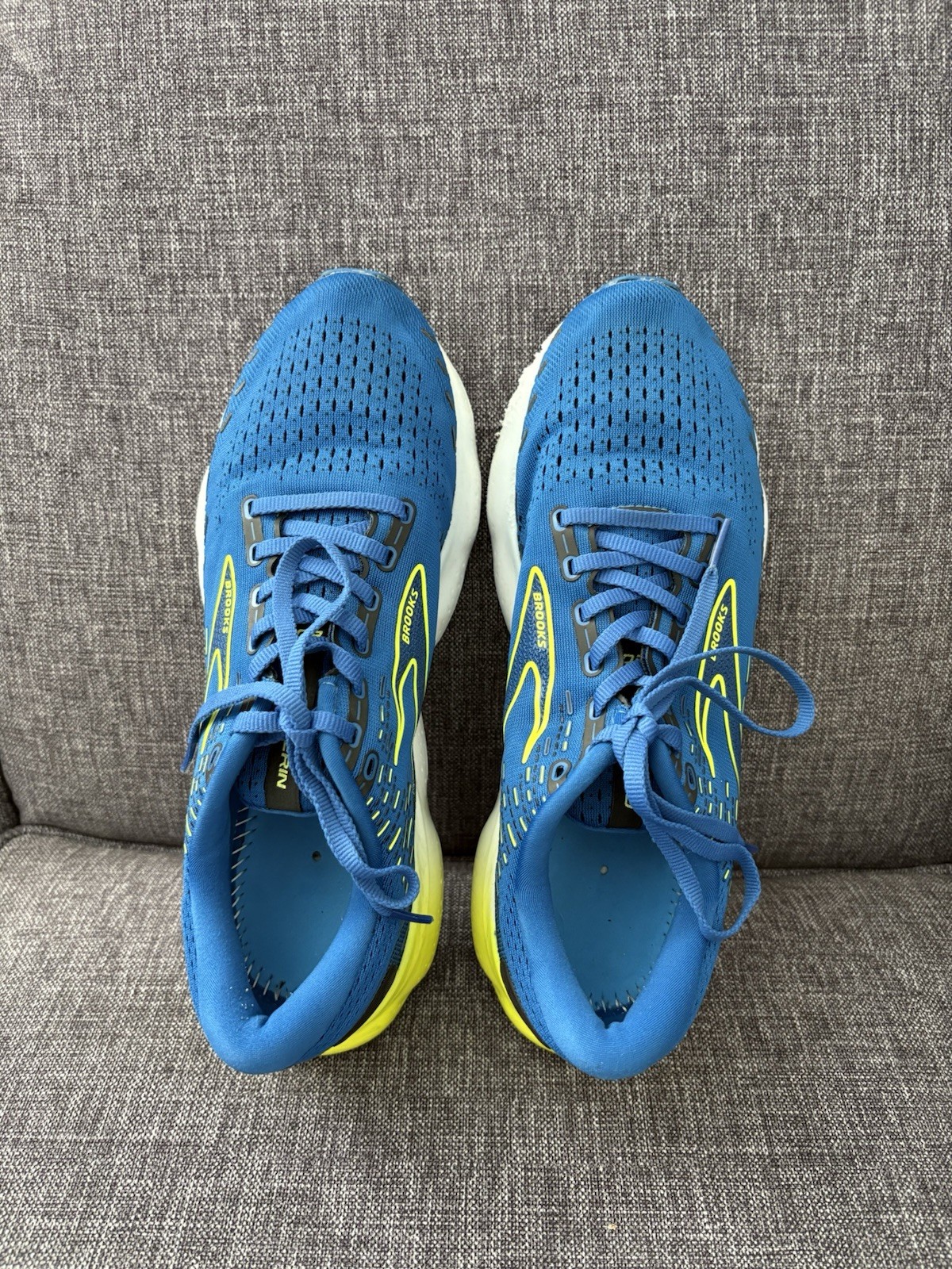 Brooks Glycerin Sneakers Sz 10.5 Medium Electric Blue Shock Yellow Mens Shoes