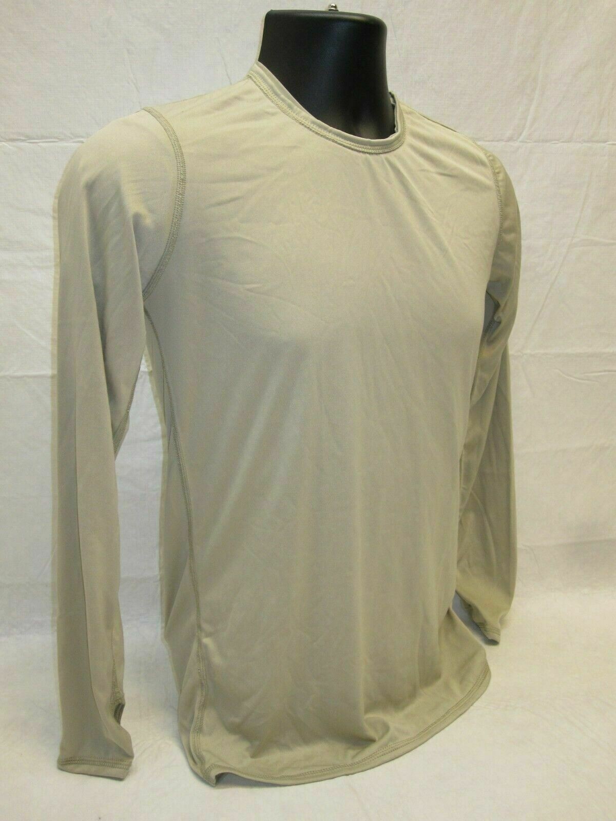 USED MILITARY SILK WEIGHT BASE LAYER SHIRT LEVEL 1 TOP SAND/TAN MOISTURE WICKING