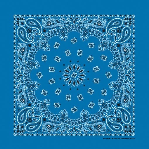 Mirage Blue Paisley 21inx21in Bandanna USA Made 100% Cotton Crafts to Cars