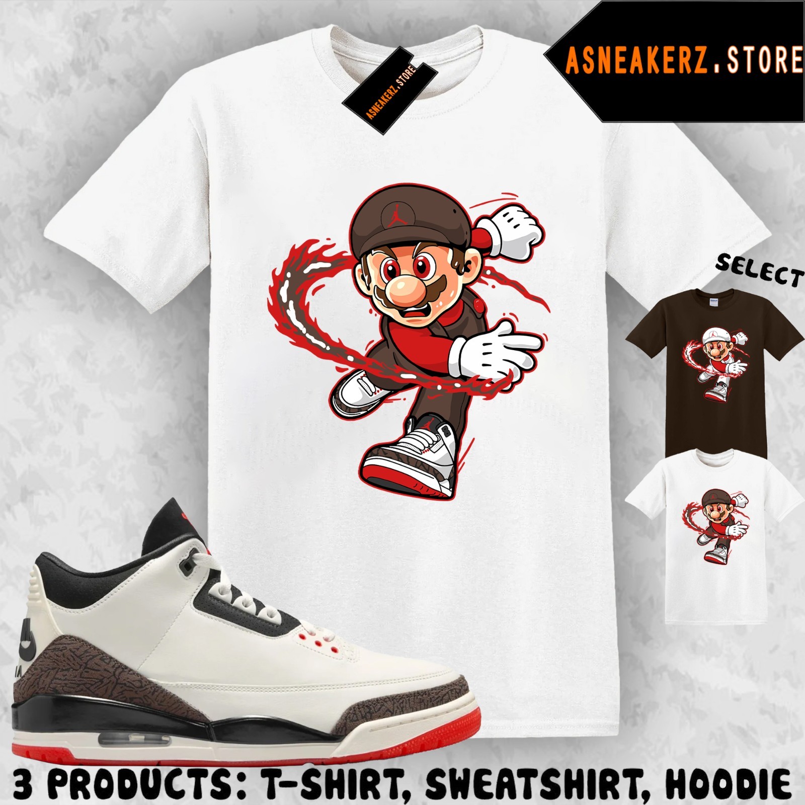 Tee Shirt Matching AJ 3 World’s Best Dad 2026 To Match Sneaker Sneakerhead Mario