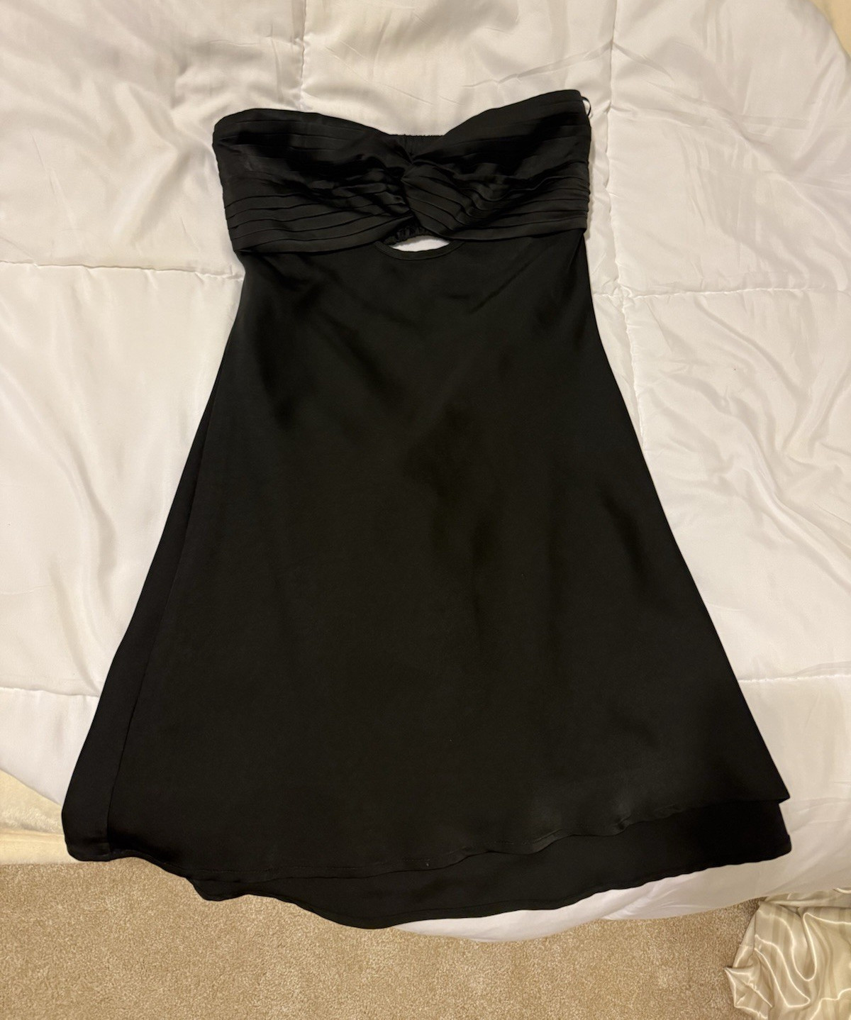 Cotton Candy LA Black Sweetheart Strapless Ruched Fit & Flare Mini Dress, S