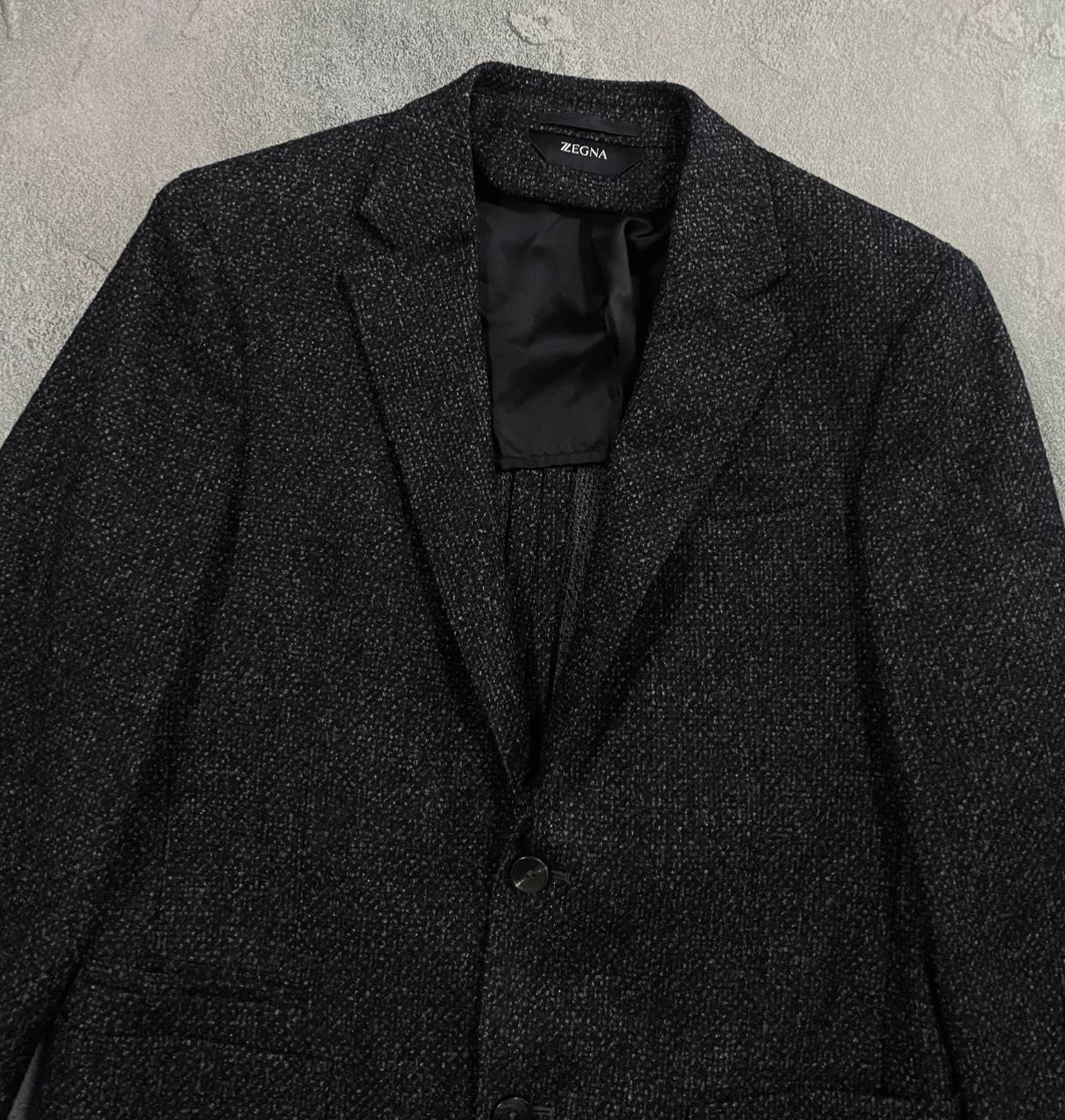 Ermenegildo Zegna Soft Drop 8 Black Textured Wool Blend Blazer Jacket Size 46R