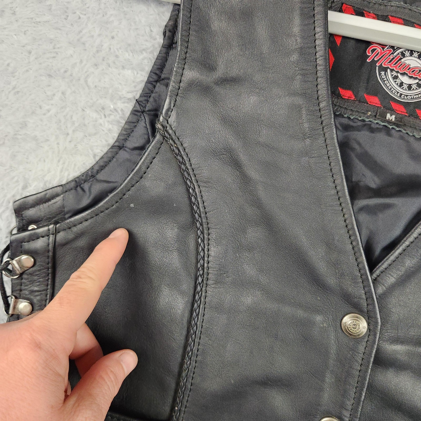Milwaukee Leather Vest Womens Medium Black Snap Lace Up Biker Motorcycle Riding