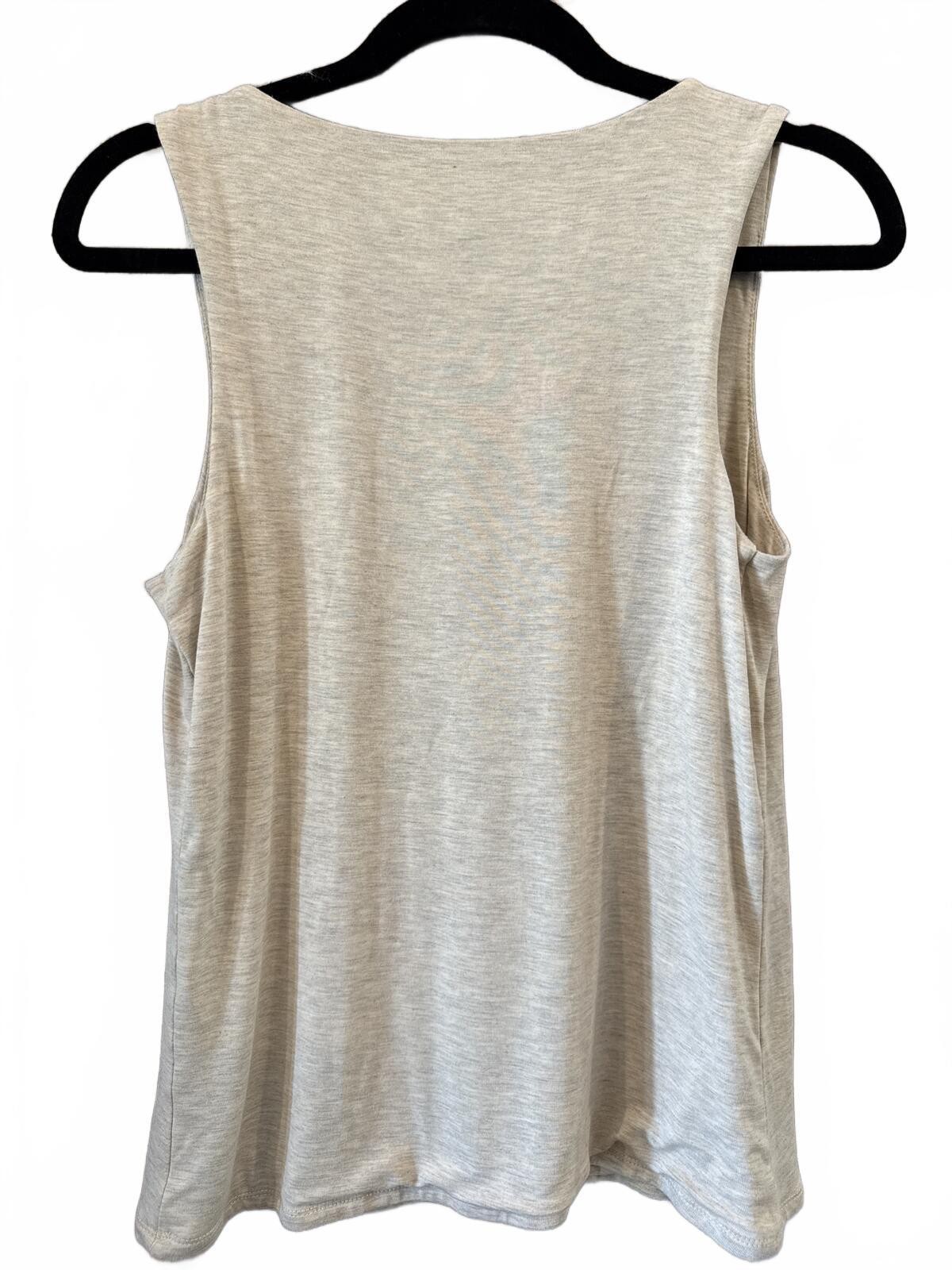 Maurices Heathered Cream V-Neck Sleeveless Lined Tank Top Size L