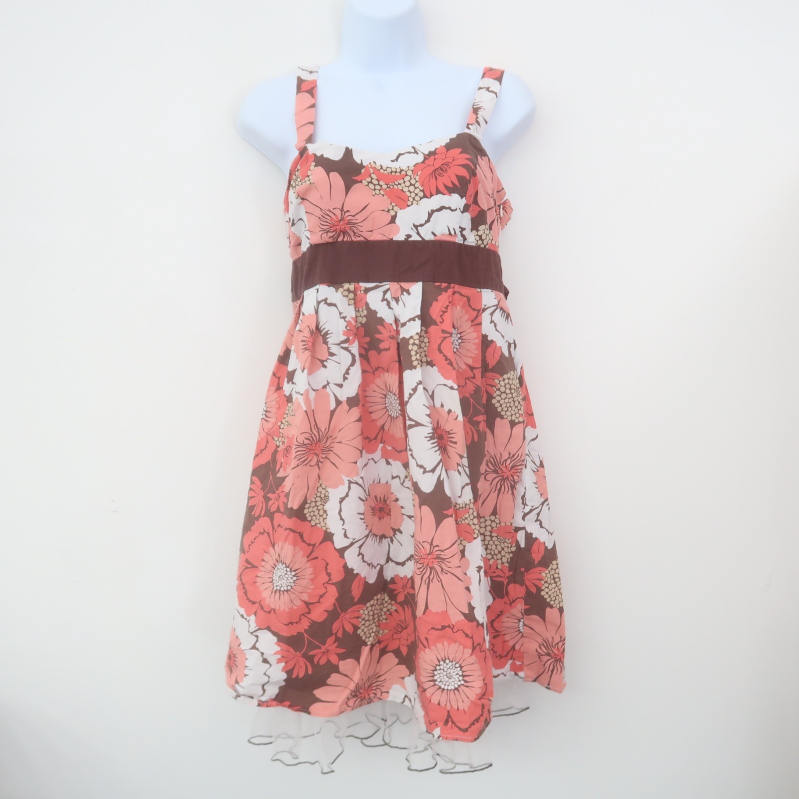 Byer B Wear Y2K Floral Sun Dress Size 11 Pink Babydoll A Line Mod Cotton Mini