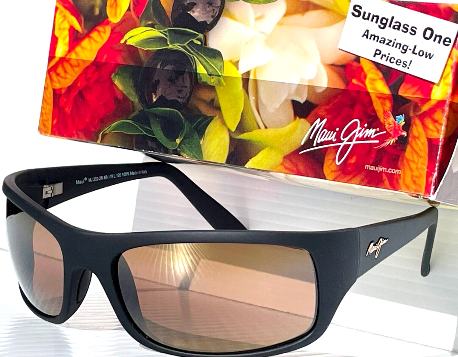 NEW Maui Jim PEAHI Matte Black Rubber POLARIZED Bronze GLASS Sunglass H202-2M