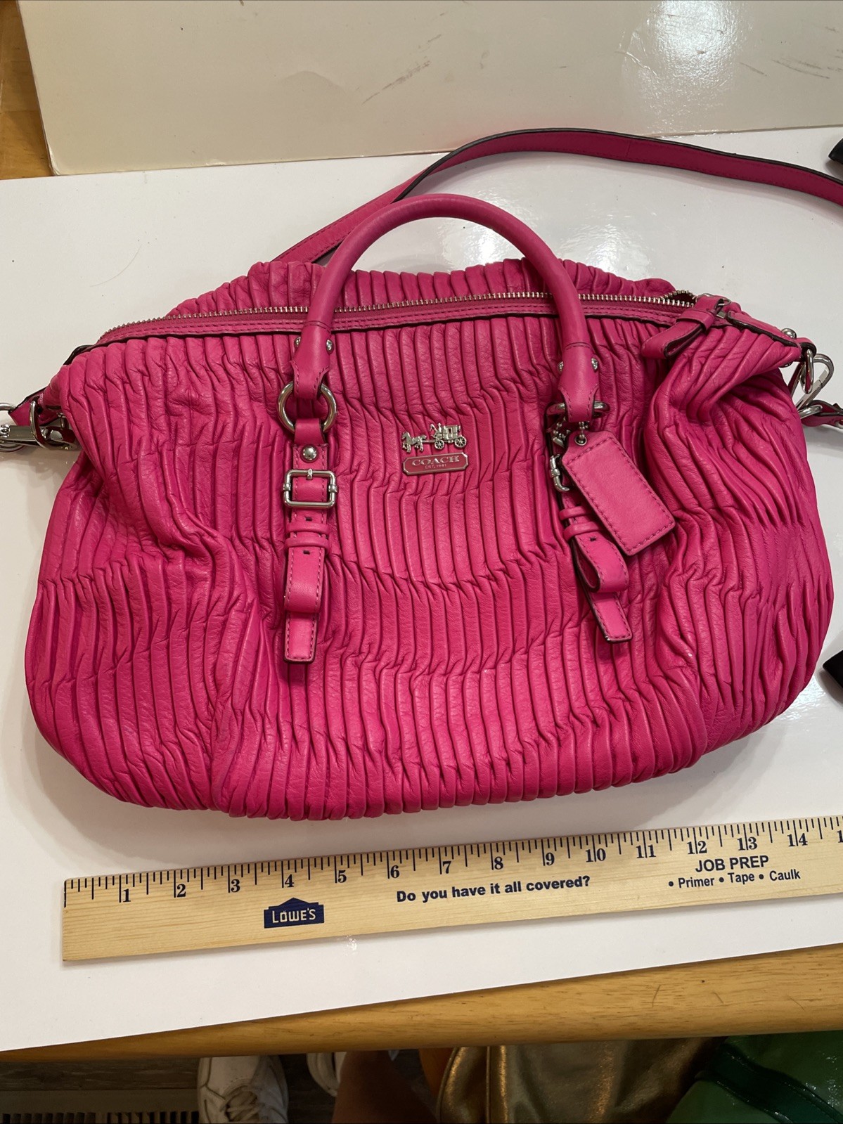 Coach Madison Gathered Hot Pink Leather Juliet Bag 21280