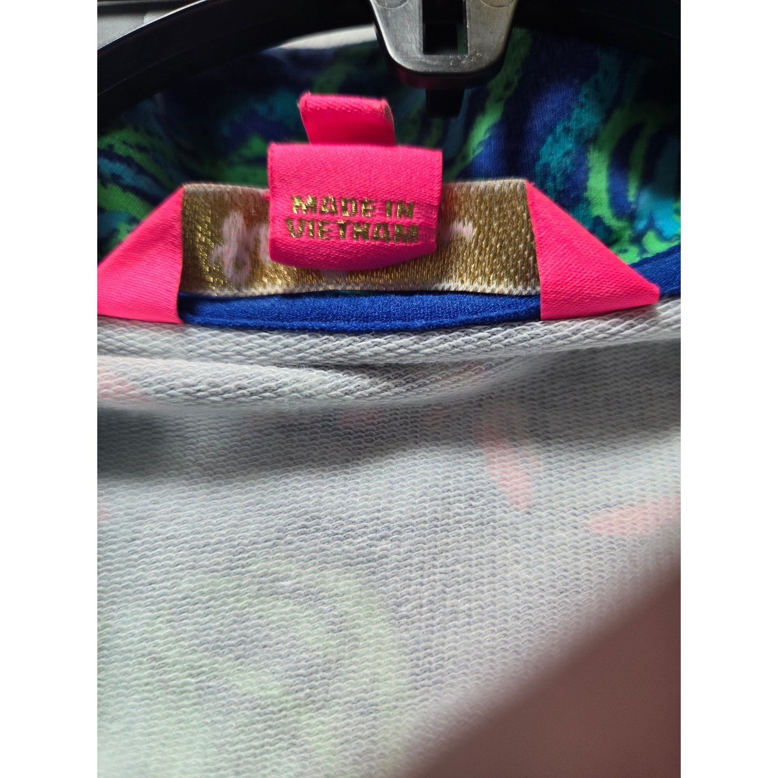 Lilly Pulitzer Blue Tropical Floral Quarter Zip Pullover Thumbholes Small