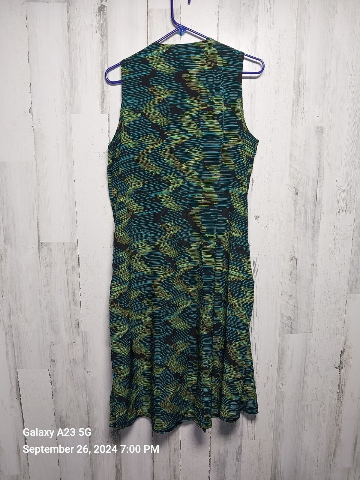 Lularoe Joy Medium Long Vest Duster Black Yellow Green Blue Zig-Zag Breezy
