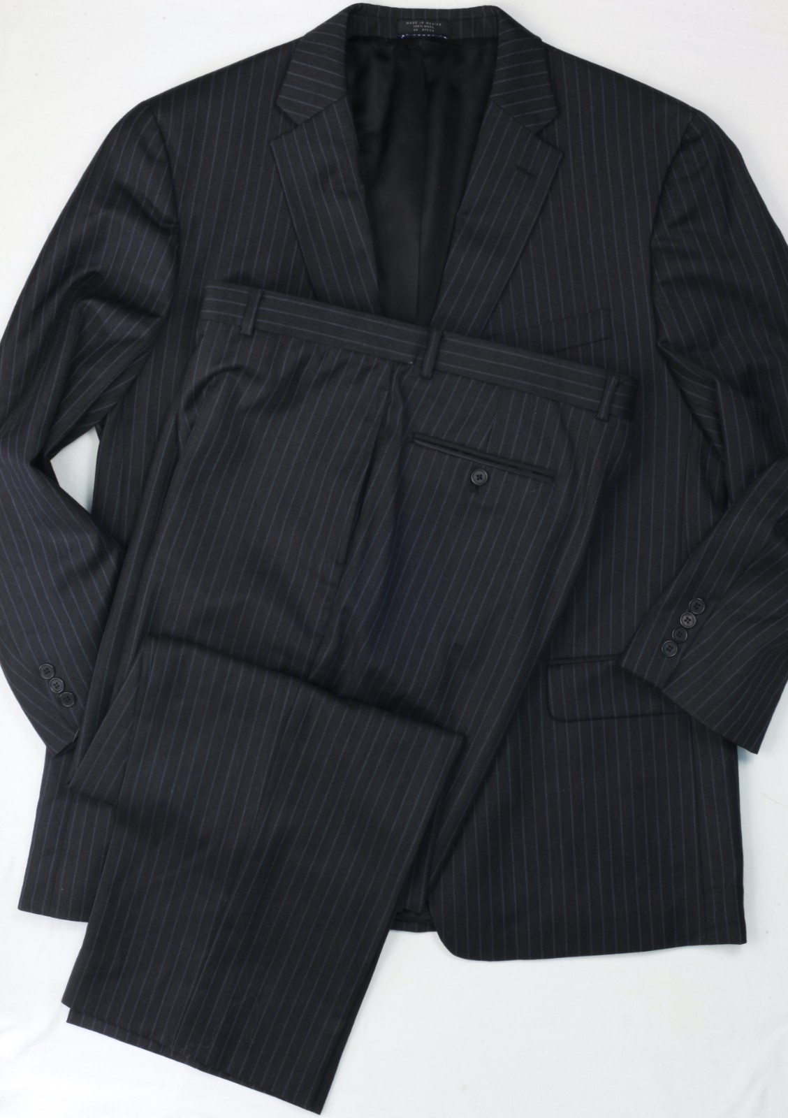 Tommy Hilfiger Regular Fit Wool Suit Gray Striped 44R 38×29
