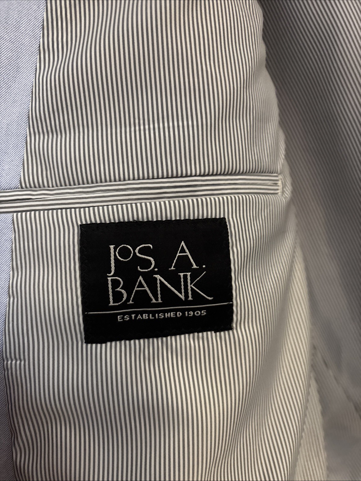 New Jos A Bank Blue Cotton Blend Tropical Summer Suit 48 R Reg Flat Pants
