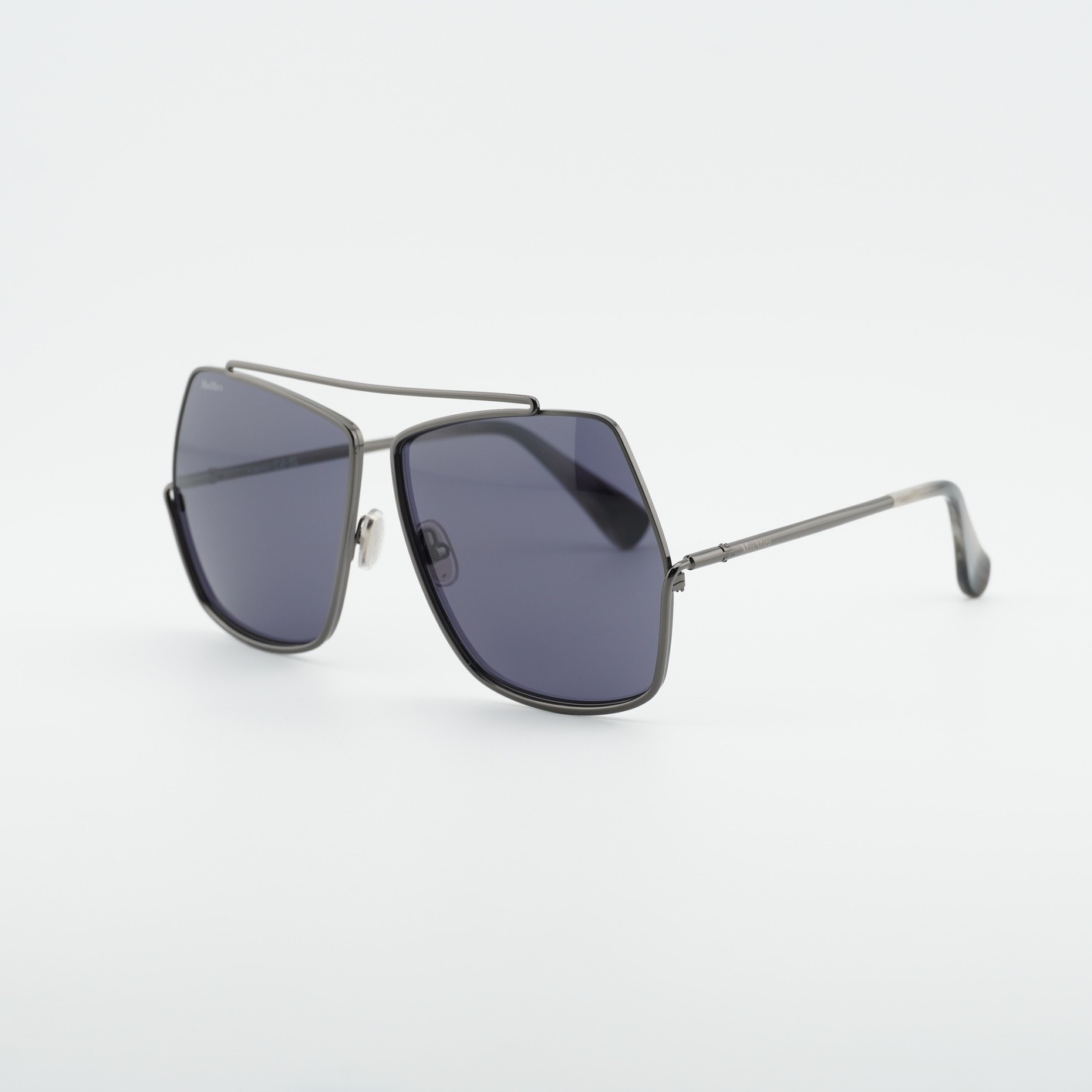 Max Mara MM0006 32N Shiny Gunmetal/Smoke 64-12-135 Sunglasses New Authentic