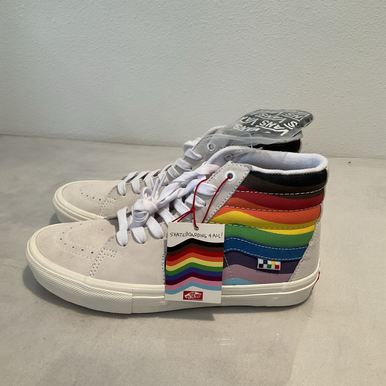 Vans Skate Sk8-Hi Pride White Rainbow Classic Shoe Mens Size 9 Women 10.5 NEW