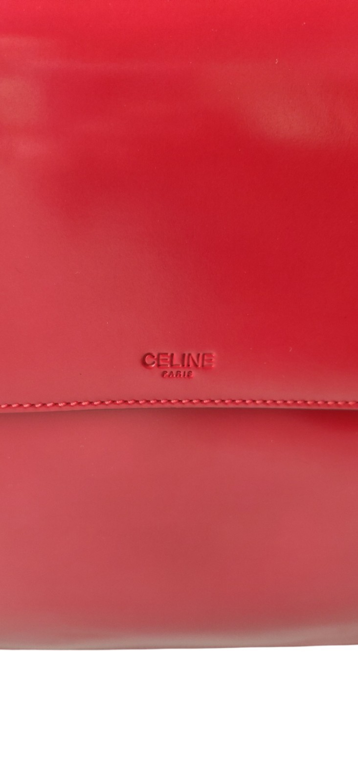 Vintage 1996 Celine Briefcase Red Leather Silver Folder Bag MC96 Luxury